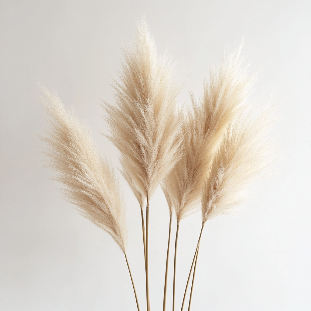 Mvdxq 5-Pack Pampas Grass Decor - Natural Dried Flowers for Home Decor - Fluffy Pampas for Living Room, Wedding & Vase - Beige