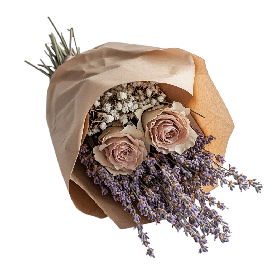 Mvdxq Dried Flower Bouquet Box - Romantic Wabi-Sabi Eternal Flowers for Gift & Decor - Preserved Roses & Lavender - Ready to Display - Pastel Tones