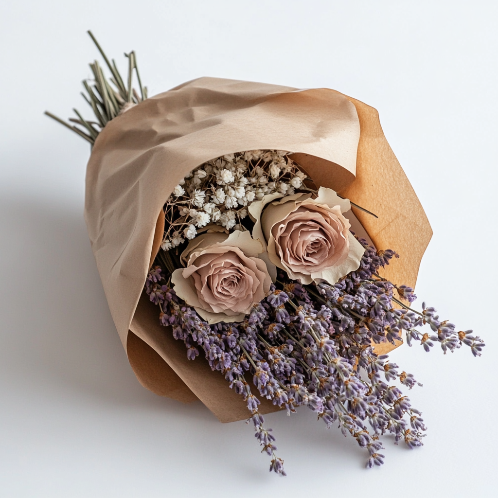 Mvdxq Dried Flower Bouquet Box - Romantic Wabi-Sabi Eternal Flowers for Gift & Decor - Preserved Roses & Lavender - Ready to Display - Pastel Tones